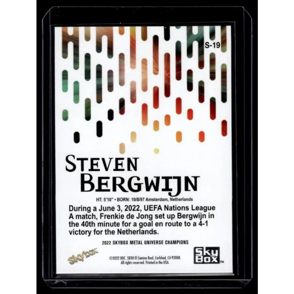 2022 Skybox Metal Universe Champions Premium #S-19 Steven Bergwijn NM-MT Soccer Card - Soccer Card Single