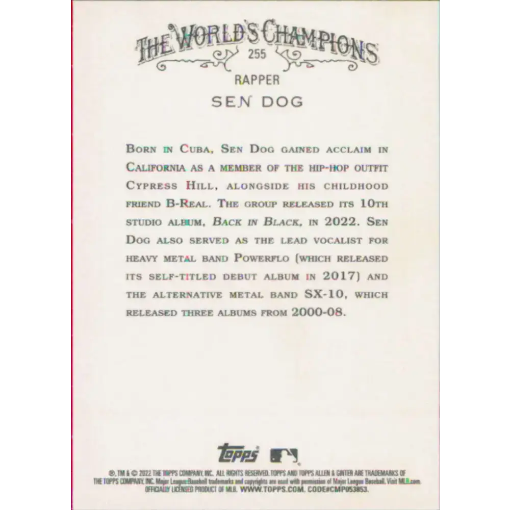 2022 Topps Allen and Ginter #255 Sen Dog NM-MT Baseball Card - Baseball Card Single