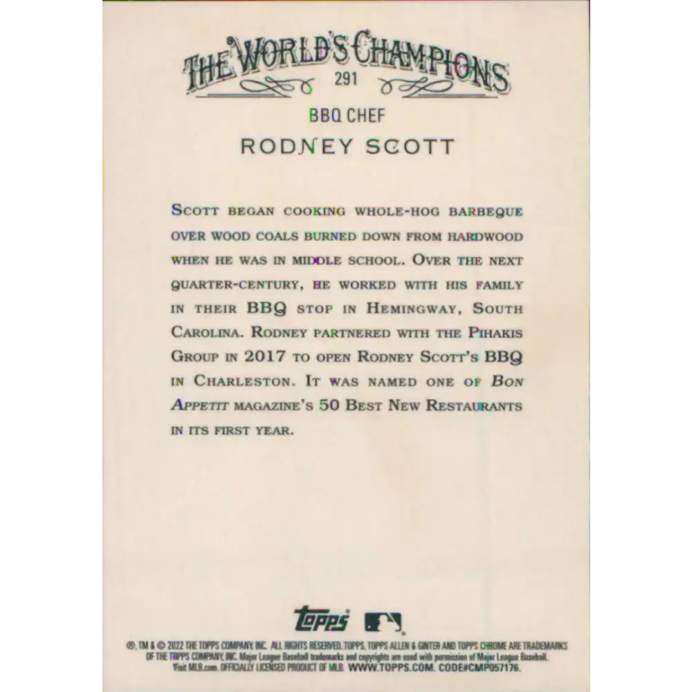 2022 Topps Allen and Ginter Chrome #291 Rodney Scott NM-MT Baseball Card - Baseball Card Single