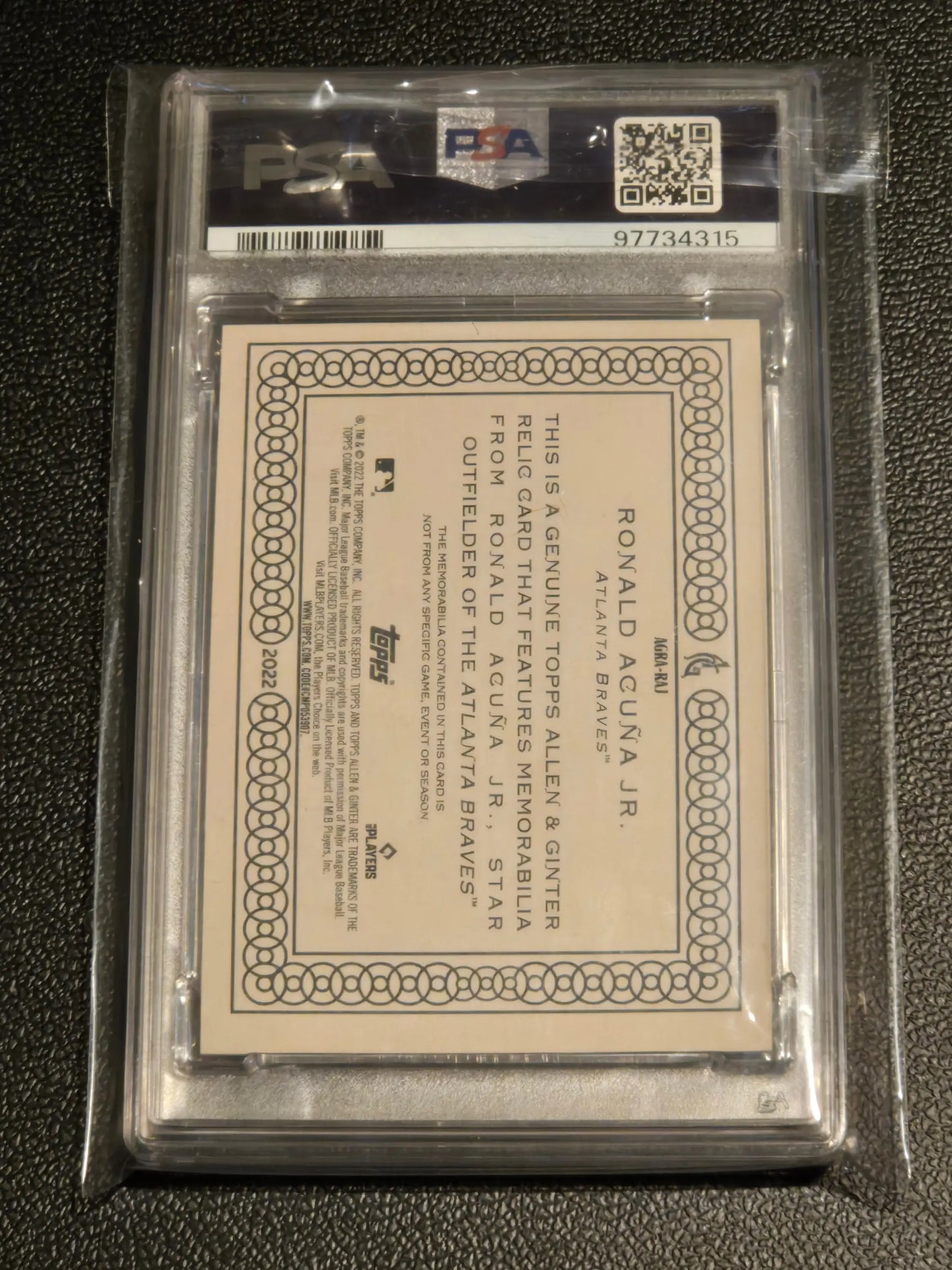 2022 Topps Allen & Ginter Ronald Acuña Jr. Full-Size Relics PSA 8 - Baseball Card Single