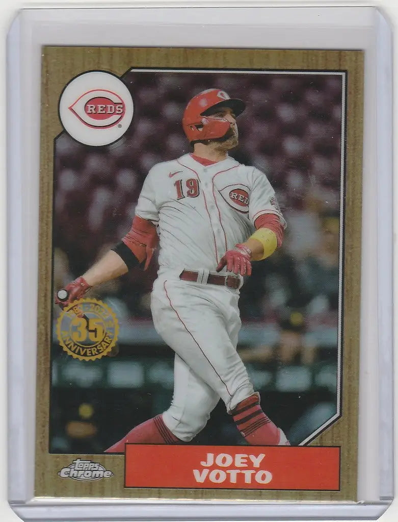 Baseball card of Joey Votto in batting stance from 2022 Topps Chrome, Cincinnati Reds