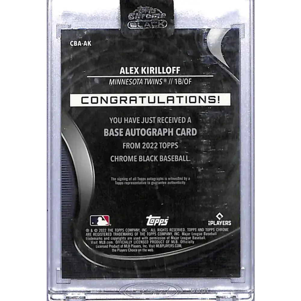 2022 Topps Chrome Black Autographs #CBA-AK Alex Kirilloff NM-MT Auto Minnesota Twins - Baseball Card Single