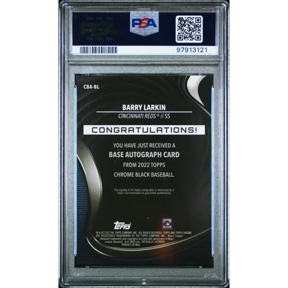 2022 Topps Chrome Black #CBA-BL Barry Larkin PSA 9 MINT Auto Cincinnati Reds Baseball Card - Baseball Card Single
