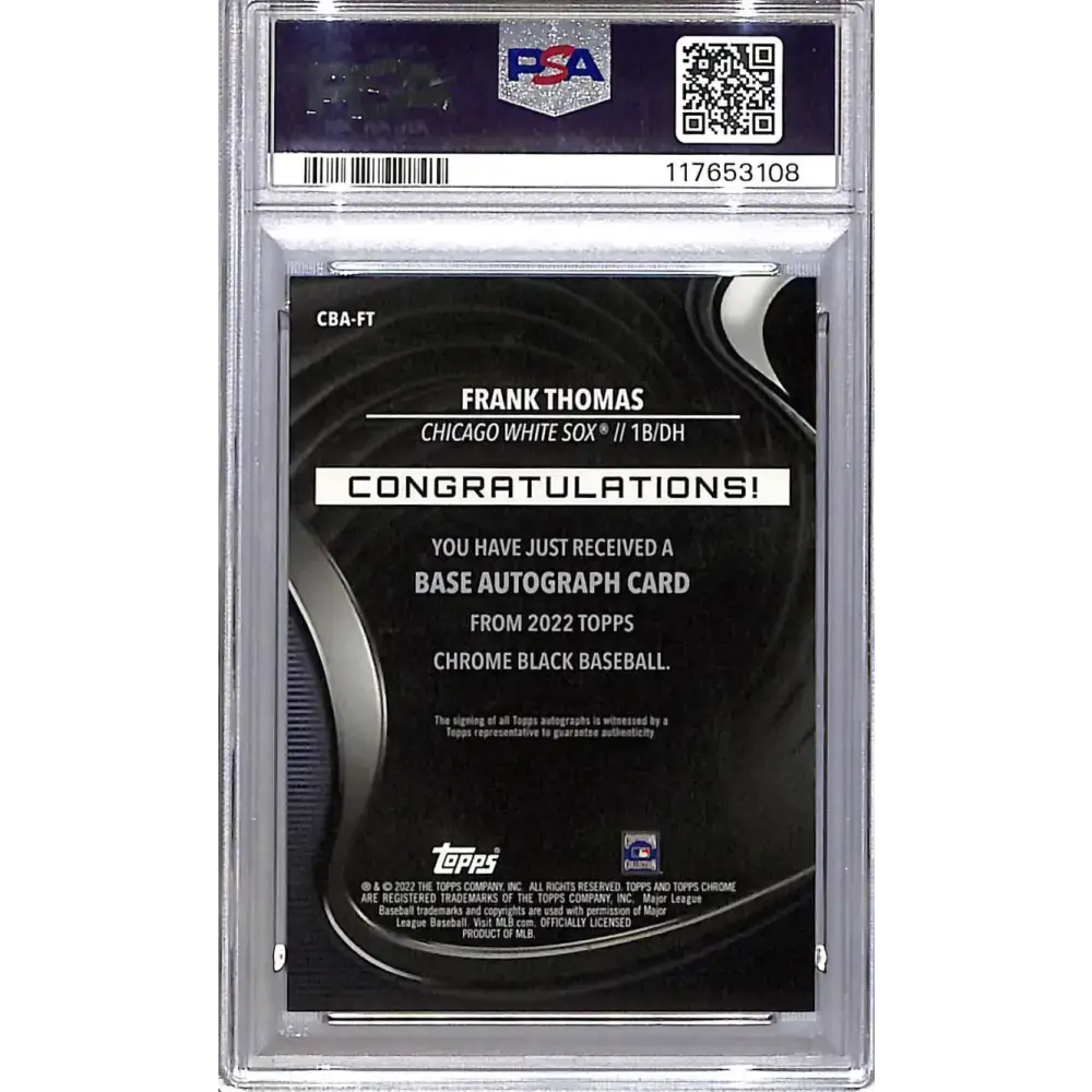 2022 Topps Chrome Black #CBA-FT Frank Thomas PSA 9 MINT Auto Chicago White Sox - Baseball Card Single