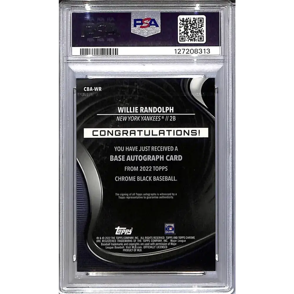 2022 Topps Chrome Black #CBA-WR Willie Randolf PSA 9 MINT Auto New York Yankees - Baseball Card Single