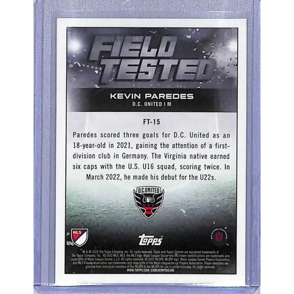 2022 Topps Chrome Field Tested #FT-15 Kevin Paredes NM-MT D.C. United - Soccer Card Single