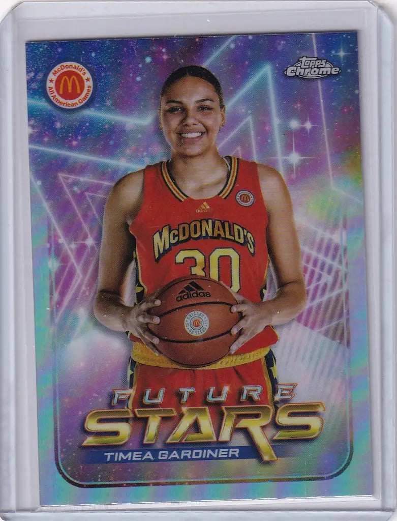 Basketball trading card of Timea Gardiner in McDonald’s jersey for Topps Chrome American Future Stars