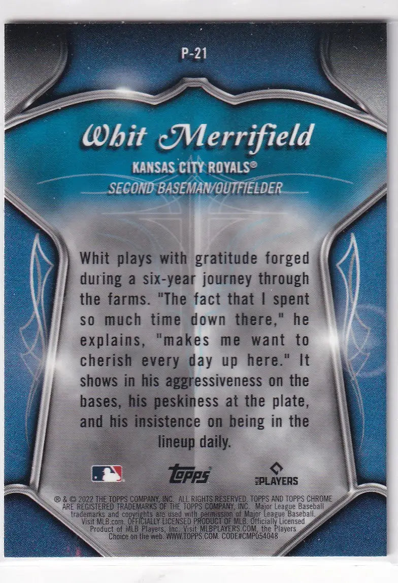 2022 TOPPS CHROME #P-21 WHIT MERRIFIED GLITTER- KANSAS CITY ROYALS - Baseball Card Single