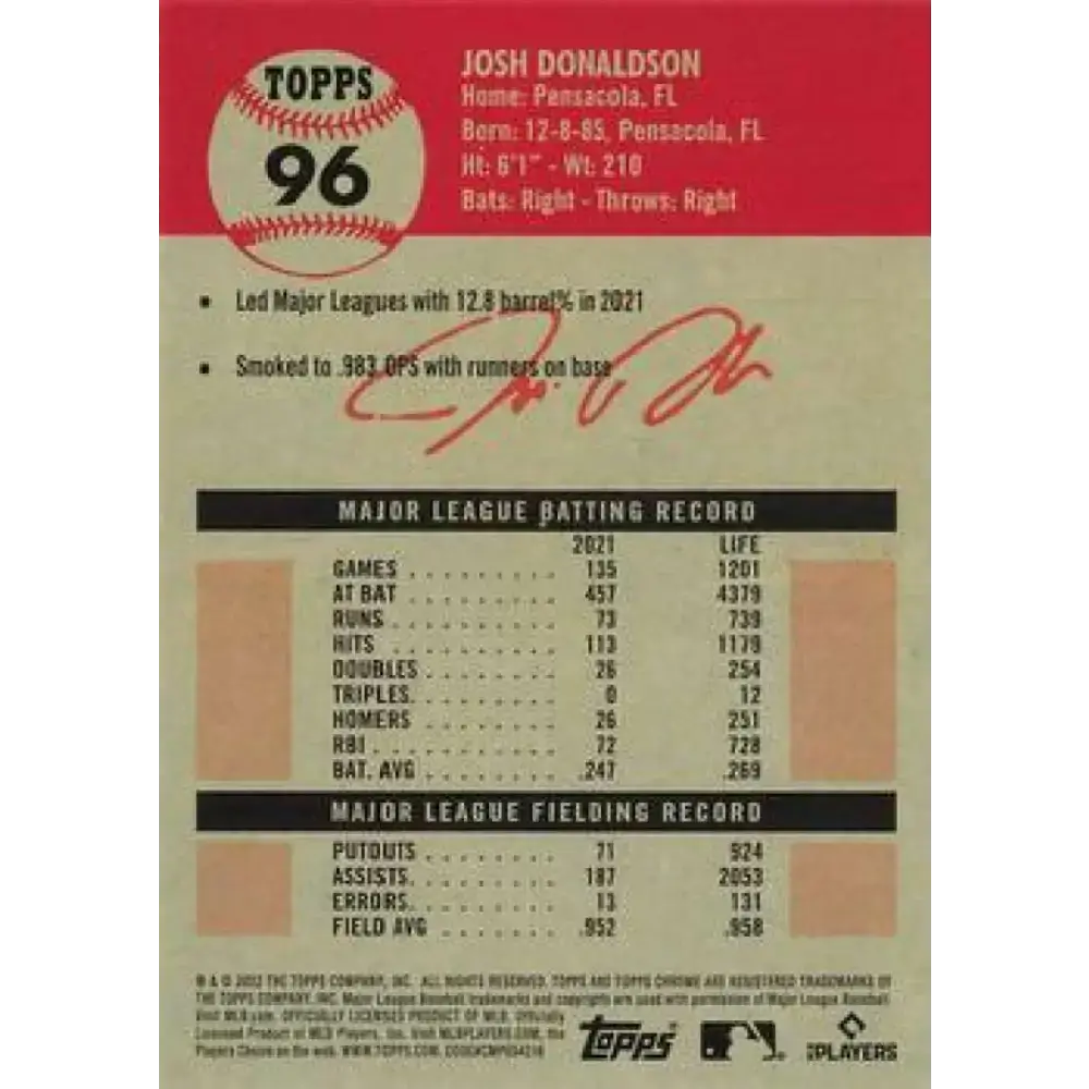 2022 Topps Chrome Platinum Anniversary #96 Josh Donaldson NM-MT New York Yankees Baseball Card - Baseball Card Single