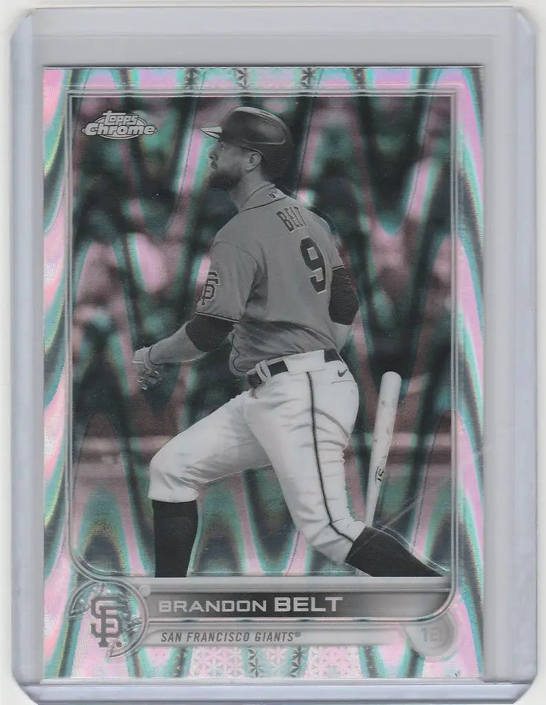 Baseball trading card of Brandon Belt, San Francisco Giants, Topps Chrome Raywave