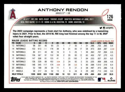 2022 Topps Chrome Sonic #126 Anthony Rendon - Baseball Card Single