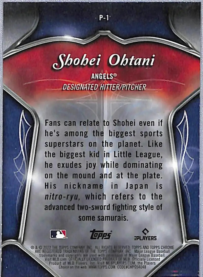 2022 Topps Chrome White Sparkel #P-1 Shohei Ohtani EX Excellent Los Angeles Angels