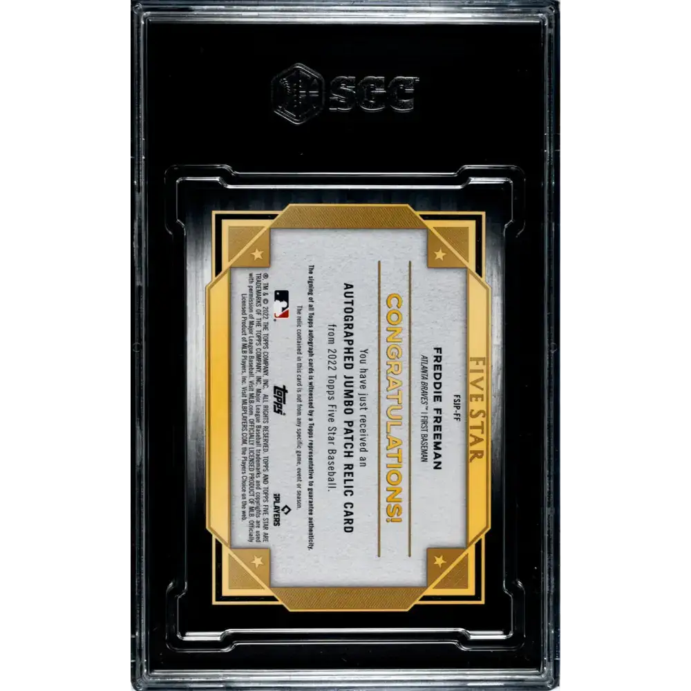 2022 Topps Five Star Jumbo #FSJP-FF Freddie Freeman SGC 9.5 MINT+ MEM Auto 20/25 Atlanta Braves Baseball Card