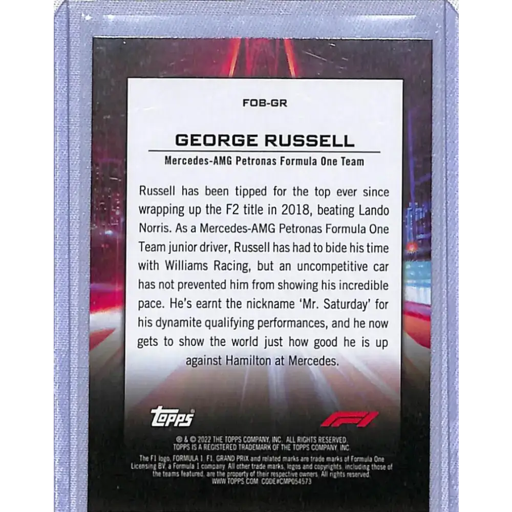 2022 Topps Formula 1 #FOB-GR George Russell NM-MT Mercedes - Racing Card Single