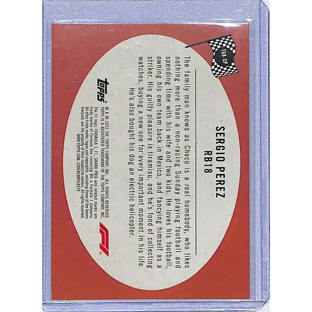 2022 Topps Formula 1 #T68-SP Sergio Perez NM-MT Red Bull - Racing Card Single