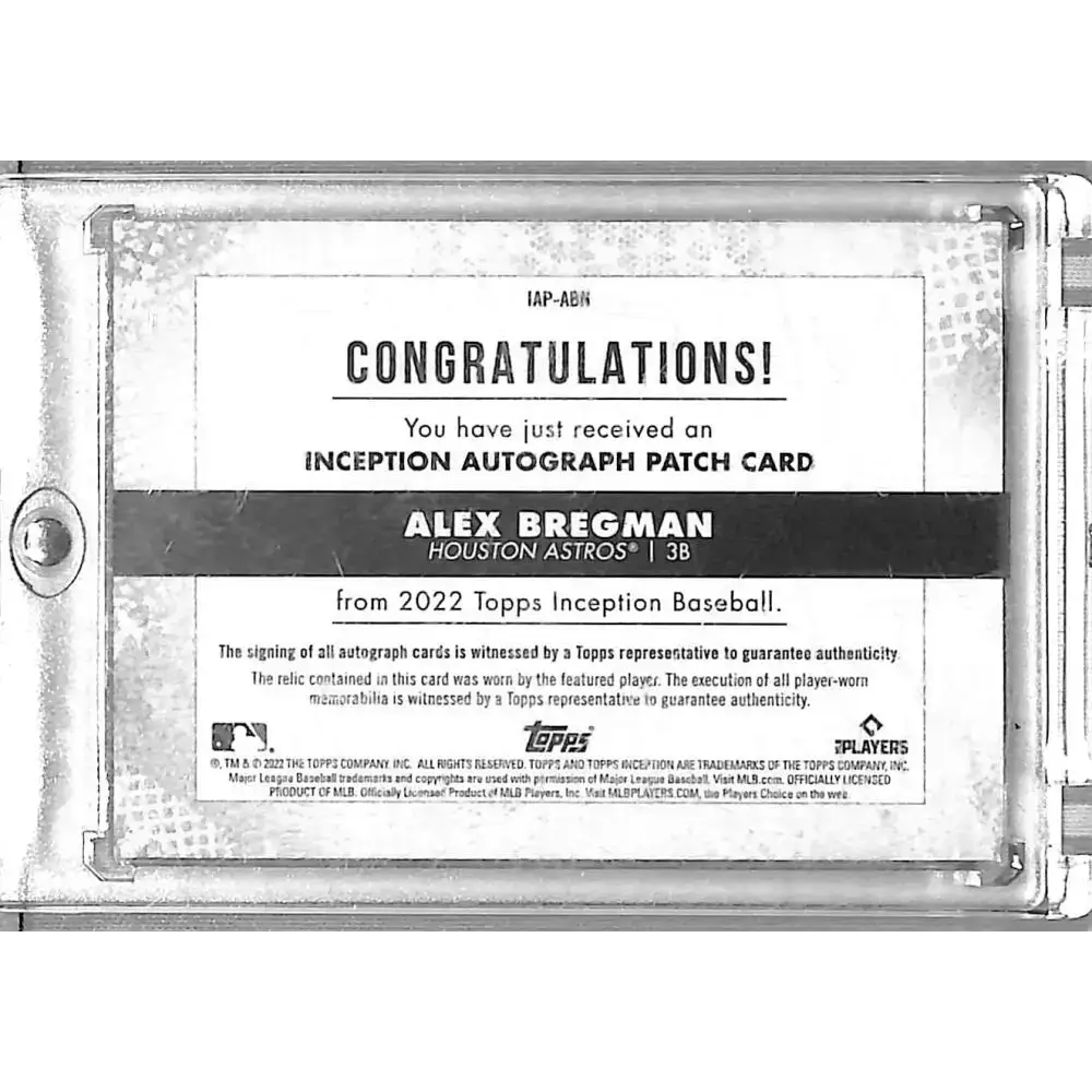 2022 Topps Inception #IAP-ABN Alex Bregman NM-MT MEM Auto 1/1 Houston Astros - Baseball Card Single