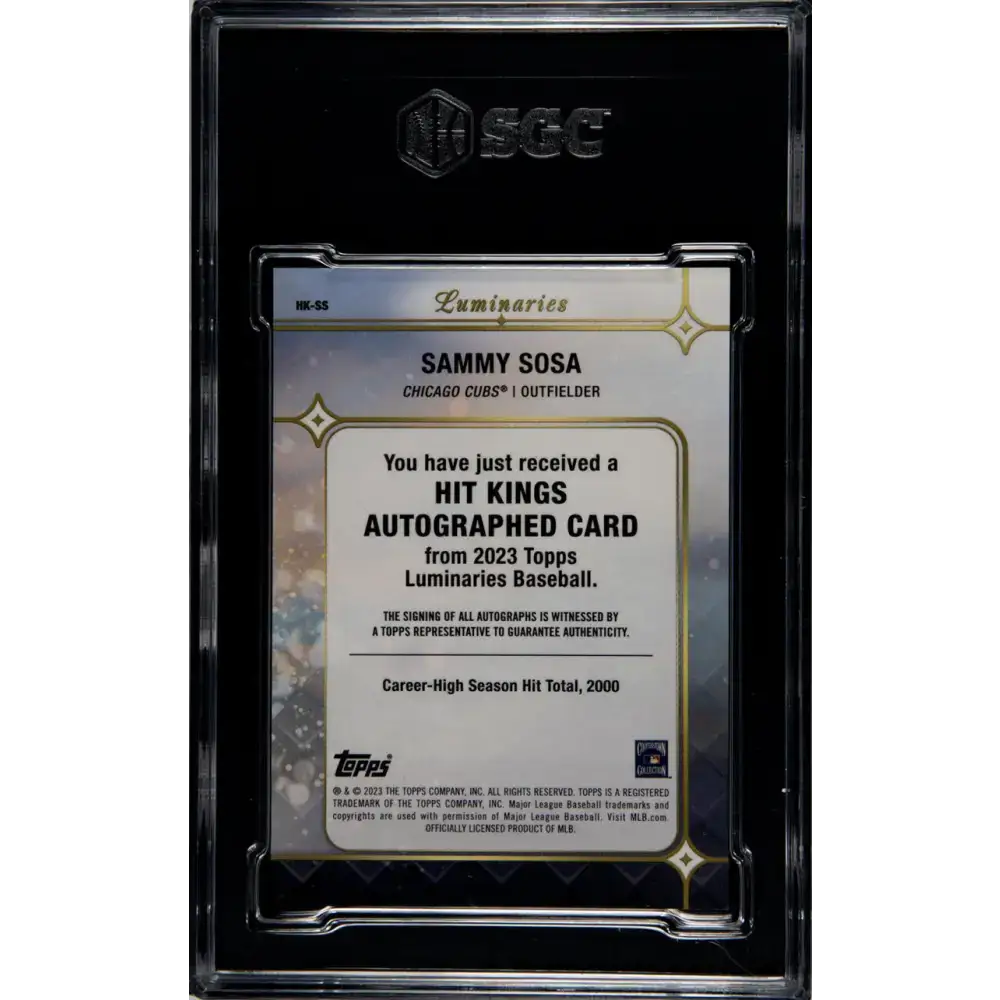 2022 Topps Luminaries #HK-SS Sammy Sosa SGC 8.5 NM/MT+ Auto 4/15 Chicago Cubs Baseball Card - Baseball Card Single