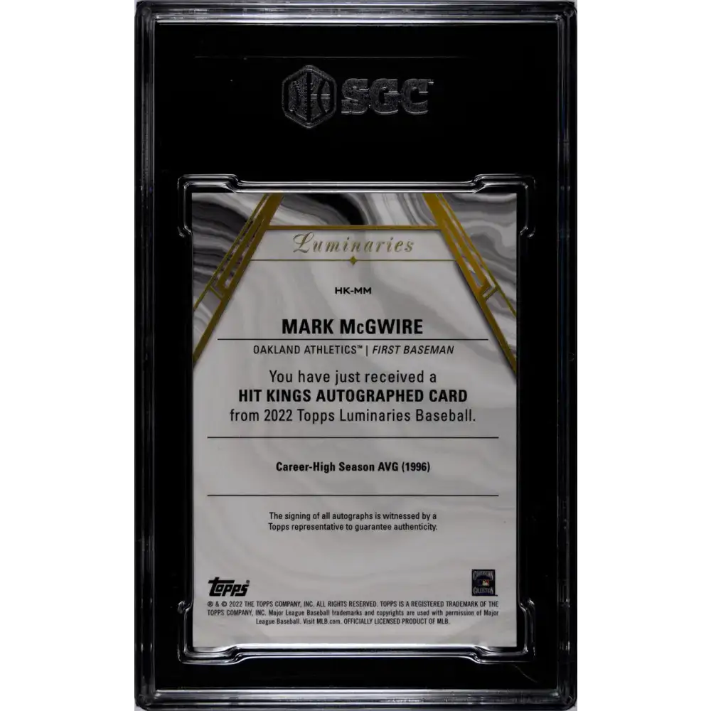 2022 Topps Luminaries #HKMM Mark McGwire Auto 8/10 Oakland Athletics Baseball Card - Baseball Card Single