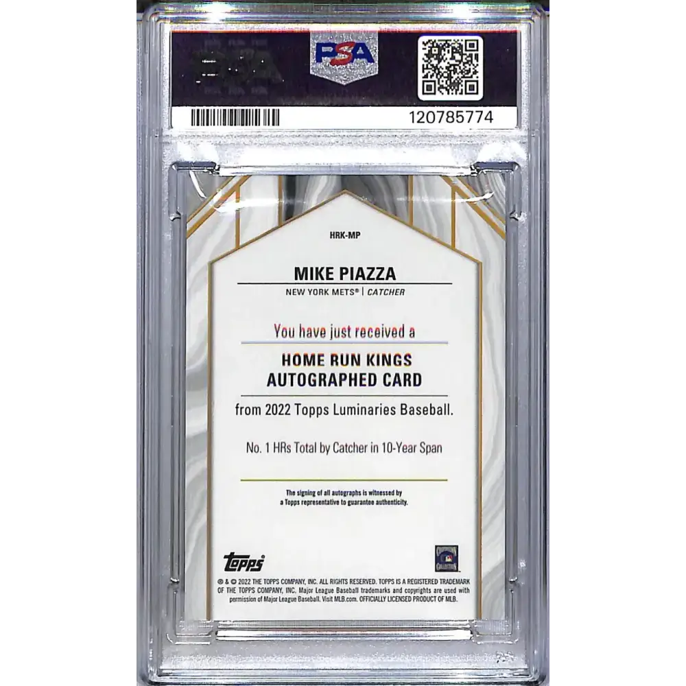 2022 Topps Luminaries Home Run Kings #HRK-MP Mike Piazza PSA 10 GEM MINT Auto 4/15 New York Mets - Baseball Card Single