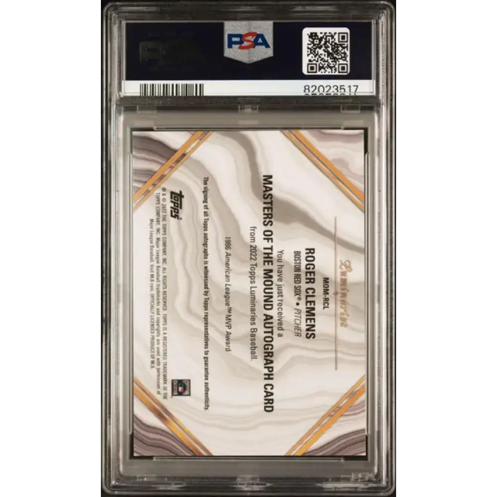 2022 Topps Luminaries #MPMRCL Roger Clemens PSA 9 MINT Auto 1/3 Boston Red Sox Baseball Card - Baseball Card Single