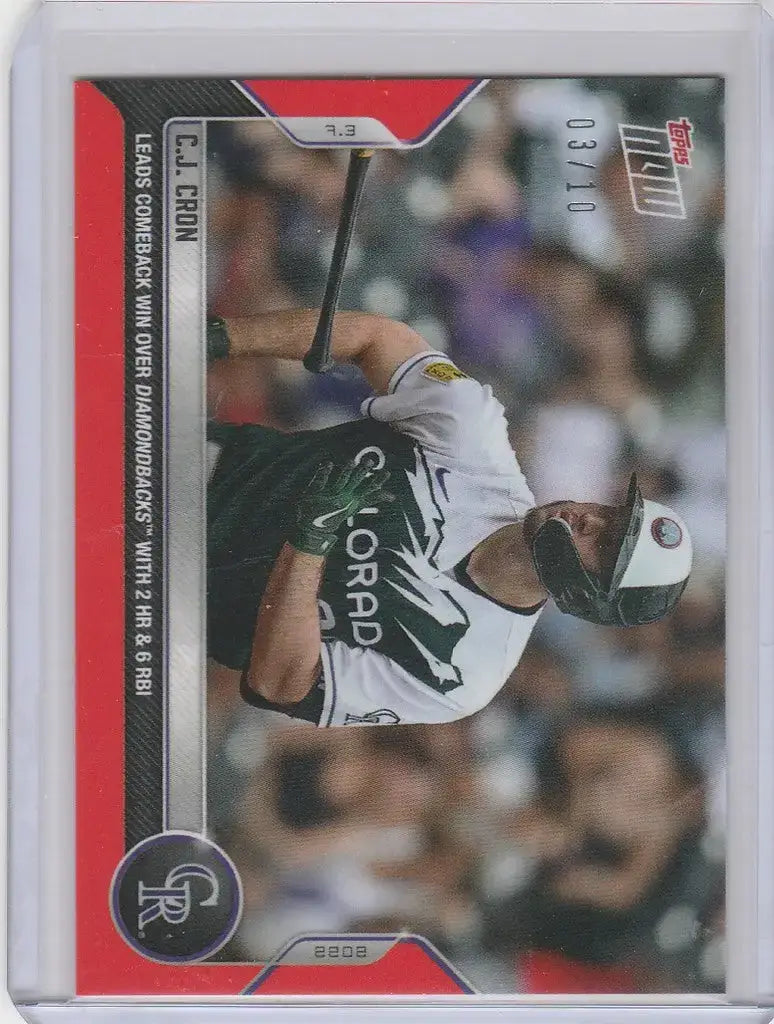 2022 TOPPS NOW PARALLEL #462 CJ CRON COLORADO ROCKIES 3/10 - Baseball Card Single