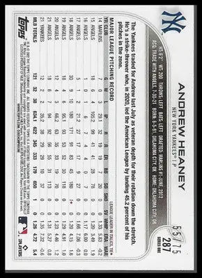 2022 Topps Orange #55/75 #287 Andrew Heaney