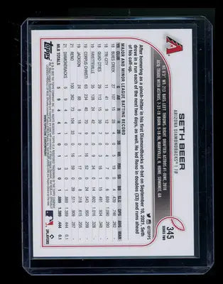 2022 Topps Seth Beer #345 RC Baseball - Baseball Card Single