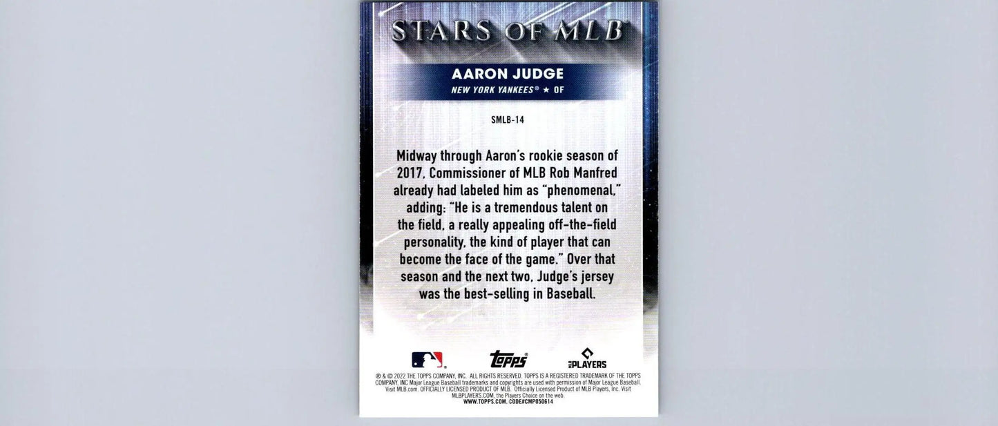 Aaron Judge baseball card from 2022 Topps #SMLB-14 Aaron Judge Stars of MLB collection