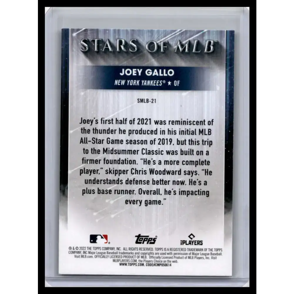 2022 Topps #SMLB-21 Joey Gallo NM-MT New York Yankees Baseball Card - Baseball Card Single