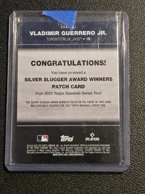 2022 Topps #SSA-VGJ Vladimir Guerrero Jr. Silver Slugger Award Patches - Baseball Card Single