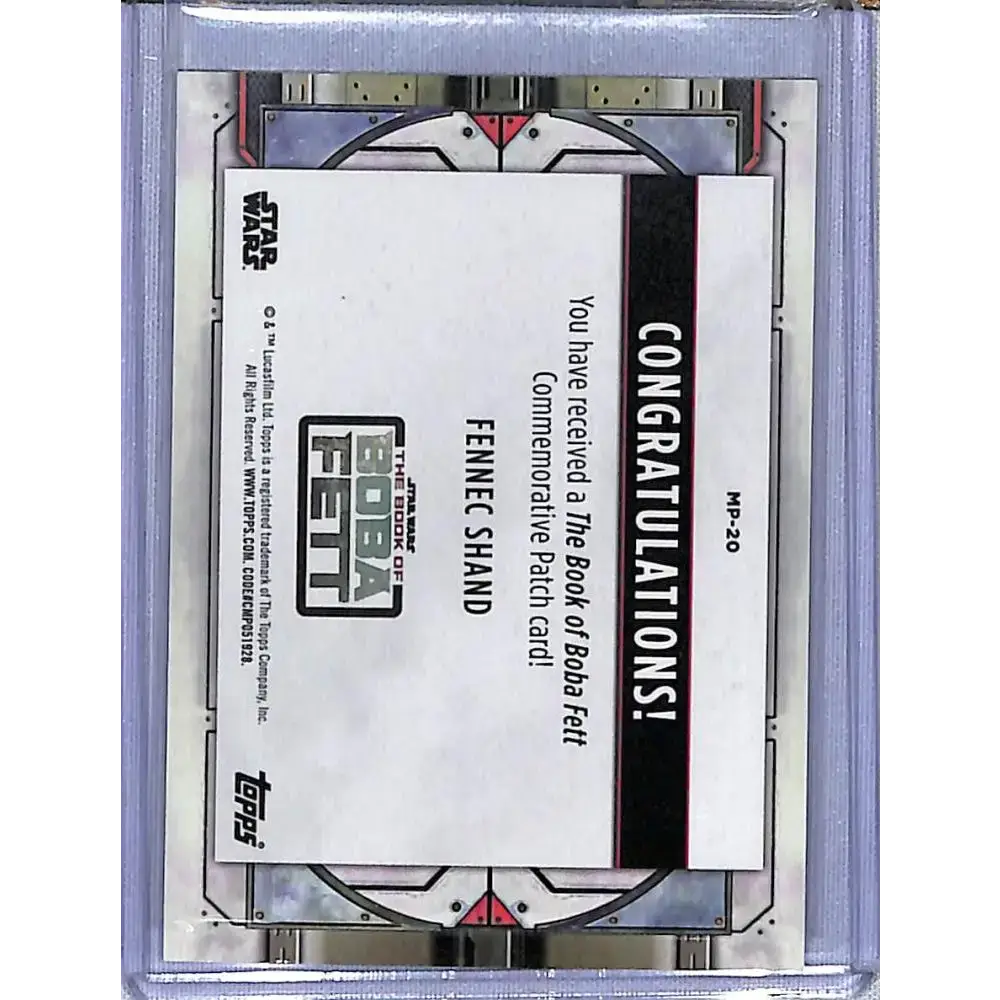 2022 Topps Star Wars: The Book of Boba Fett Commemorative Patch #MP-20 Fennec Shand NM-MT NonSport Card - Star Wars