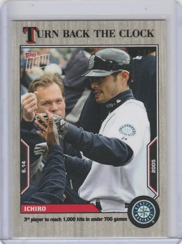 Baseball card of Ichiro Seattle Mariners from Topps Turn Back the Clock Ash Parallel