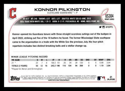 2022 Topps Update #US304 Konnor Pilkington - Baseball Card Single
