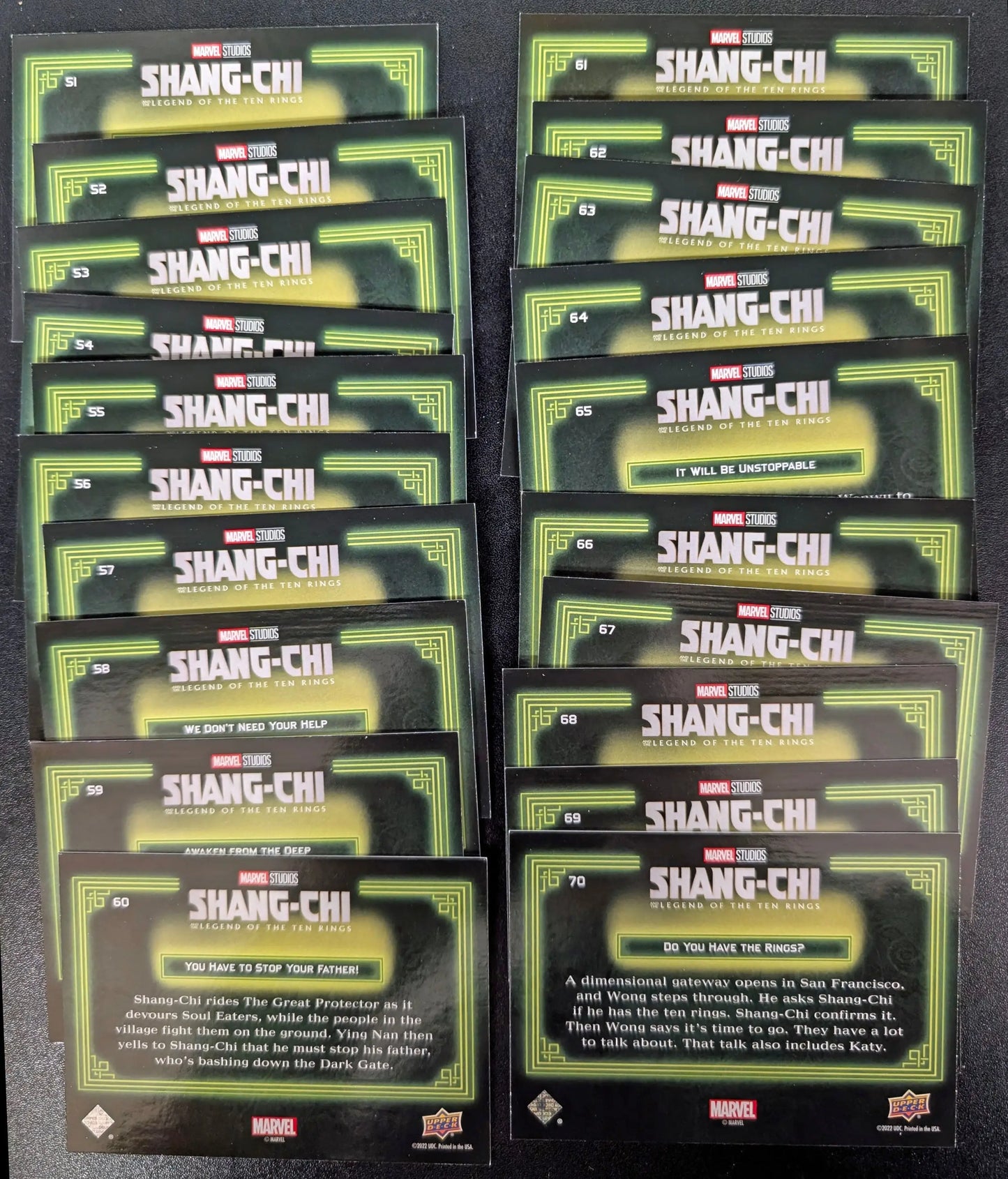 2022 Upper Deck Marvel Shang-Chi Complete 20 Card High Number Set 51 to 70 - Marvel Card Single
