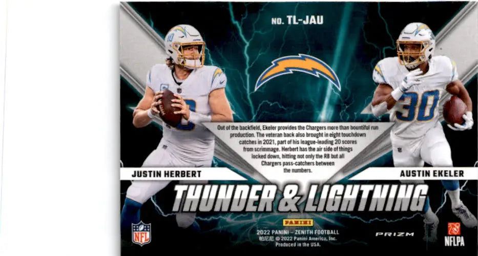 2022 Zenith #TL-JAU Justin Herbert / Austin Ekeler Thunder and Lightning - Football Card Single
