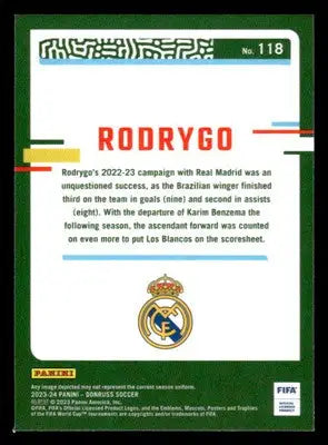 2023-24 Donruss #118 Rodrygo Optic - Soccer Card Single