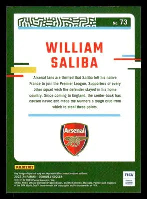 2023-24 Donruss #73 William Saliba Optic - Soccer Card Single