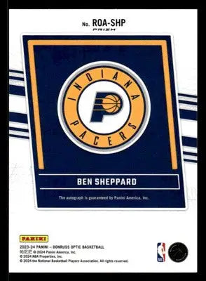 2023-24 Donruss Optic #ROA-SHP Ben Sheppard Rookie Optics Autographs Choice - Basketball Card Single