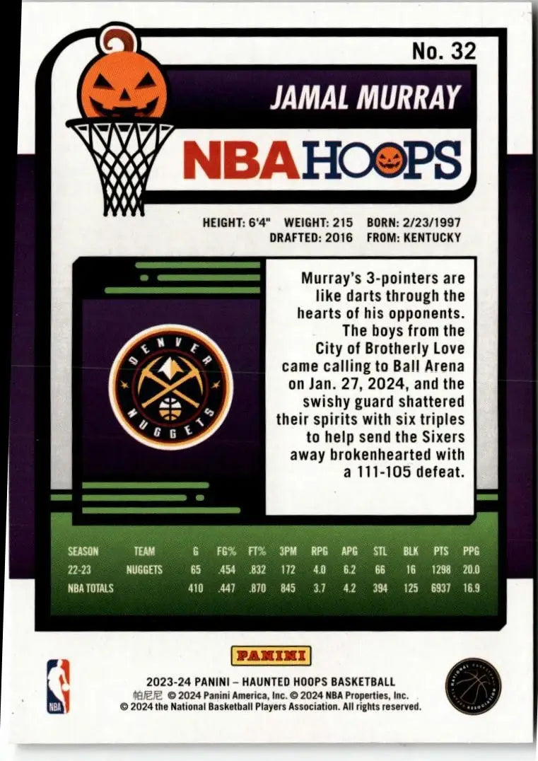 2023-24 Hoops Haunted Hoops #32 Jamal Murray - Basketball Card Single
