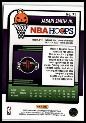 2023-24 Hoops Haunted Hoops #71 Jabari Smith Jr. - Basketball Card Single