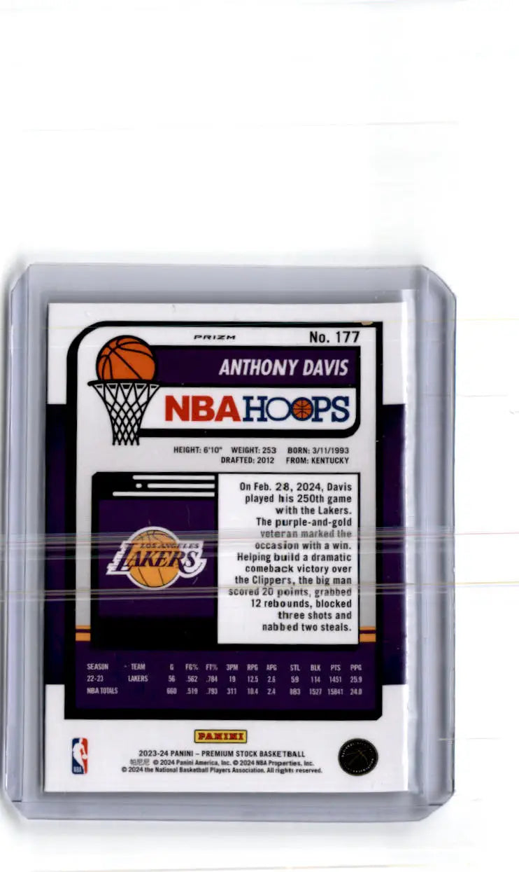 2023-24 Hoops Premium Stock #177 Anthony Davis Silver Prizm - Basketball Card Single