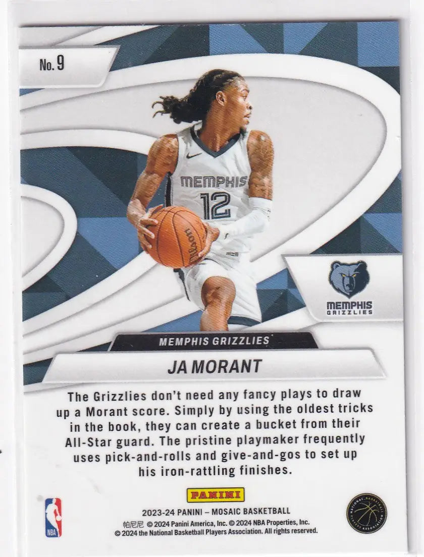 2023-24 MOSAIC #9 JA MORANT GIVE AND GO- MEMPHIS GRIZZLIES - Basketball Card Single