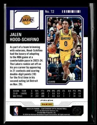 2023-24 Panini Contenders Optic #72 Jalen Hood-Schifino Silver - Basketball Card Single
