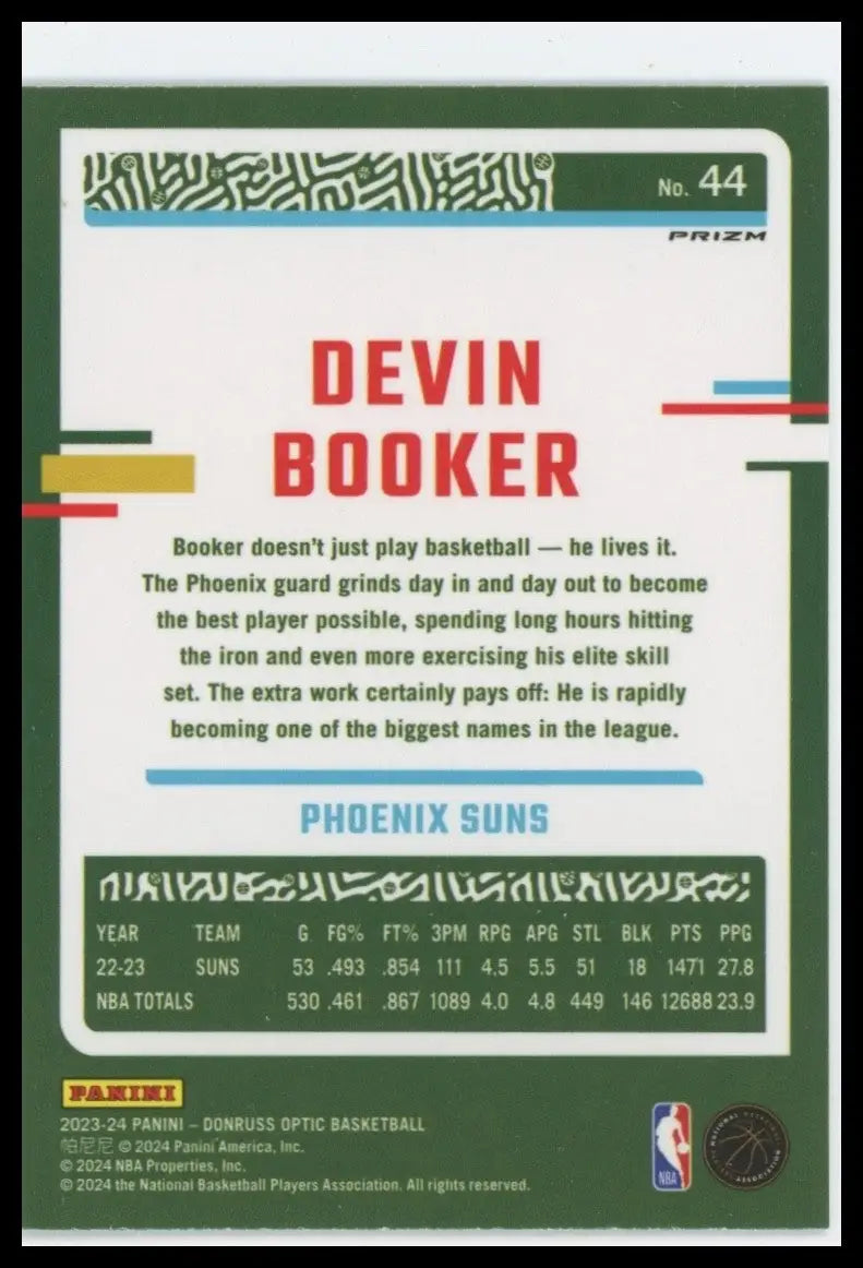 2023-24 Panini Donruss Optic - Devin Booker #44 Purple Prizm - Basketball Card Single