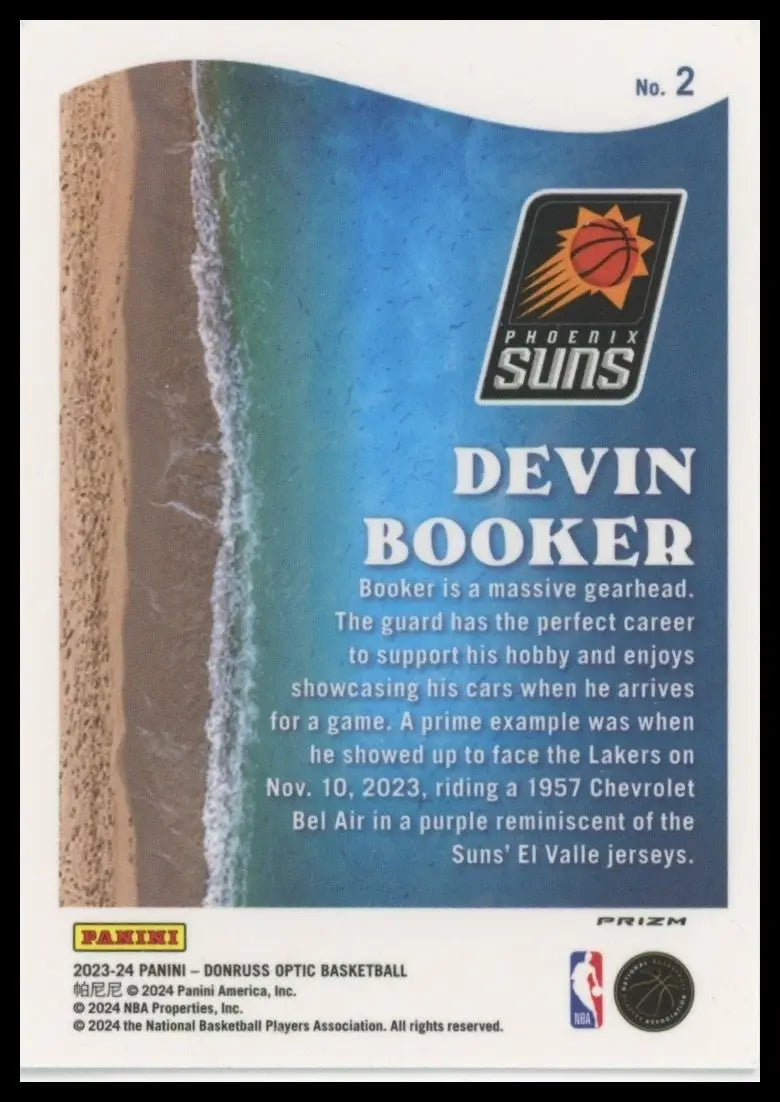 2023-24 Panini Donruss Optic - Splash! Devin Booker #2 Purple Prizm - Basketball Card Single