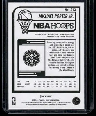 2023-24 Panini Hoops Michael Porter Jr. #213 Purple Basketball - Basketball Card Single