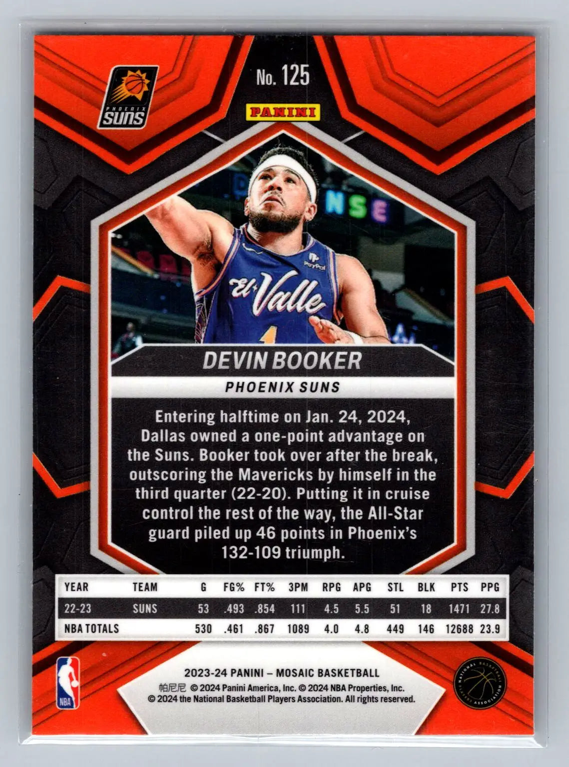 2023-24 Panini Mosaic #125 Devin Booker Phoenix Suns - Basketball Card Single