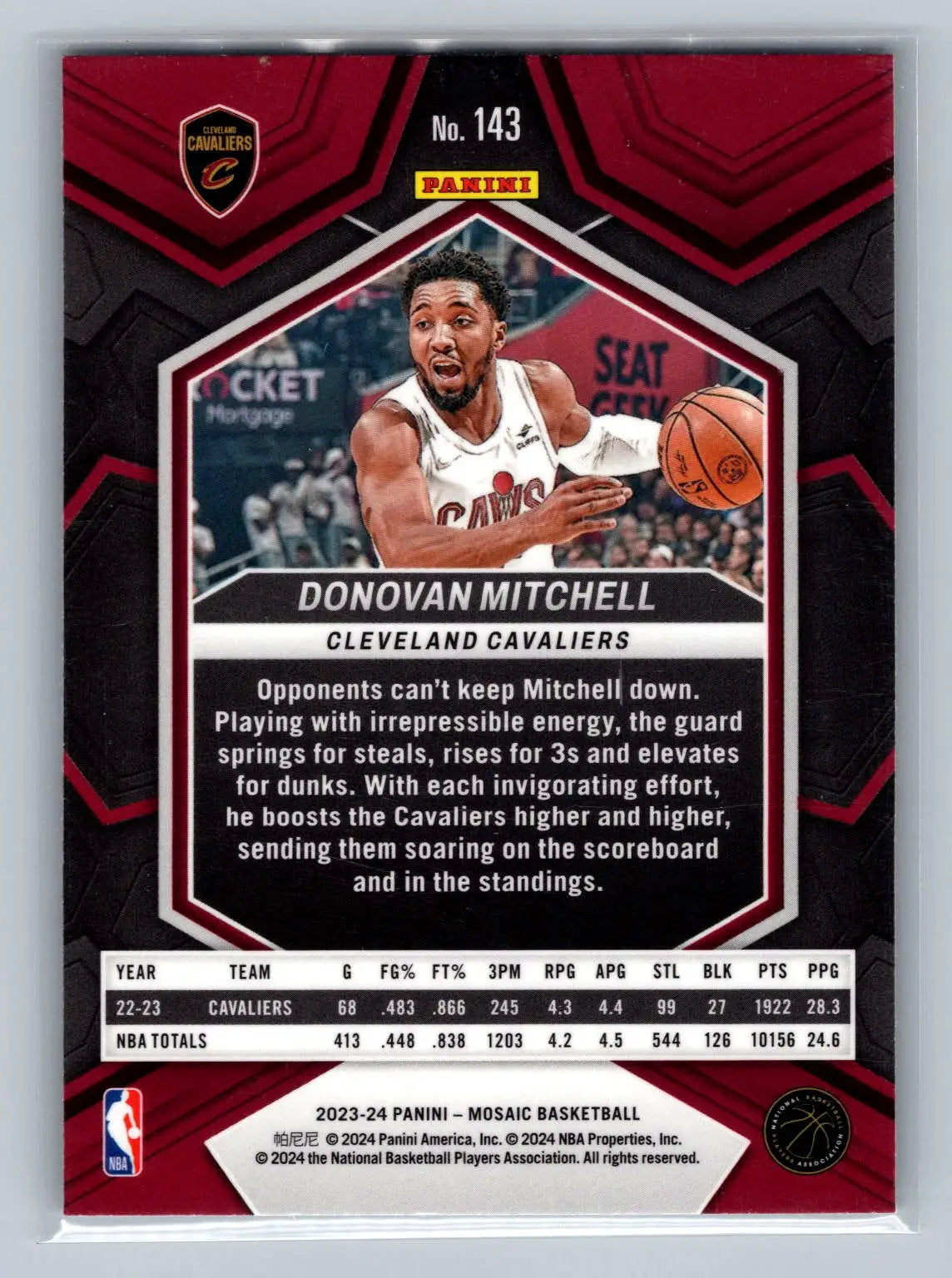 2023-24 Panini Mosaic #143 Donovan Mitchell Cleveland Cavaliers - Basketball Card Single