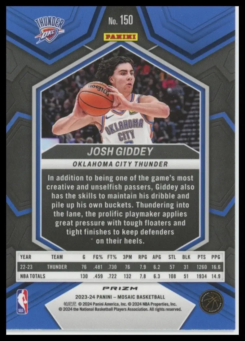 2023-24 Panini Mosaic - Josh Giddey #150 Green Mosaic Prizm