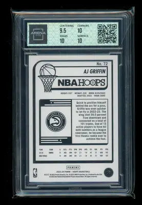 2023-24 Panini NBA Hoops Artist Proof AJ Griffin #72 17/25 Arena Club 10 - Basketball Card Single